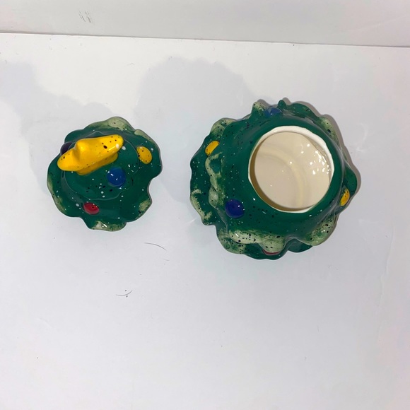 EUC Vintage Enesco Snowman creamer & Christmas Tree Sugar by Julie Ueland 1998 - Picture 5 of 11